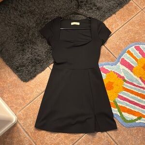 Athletic Black Dress with cutout slit and attached shorts